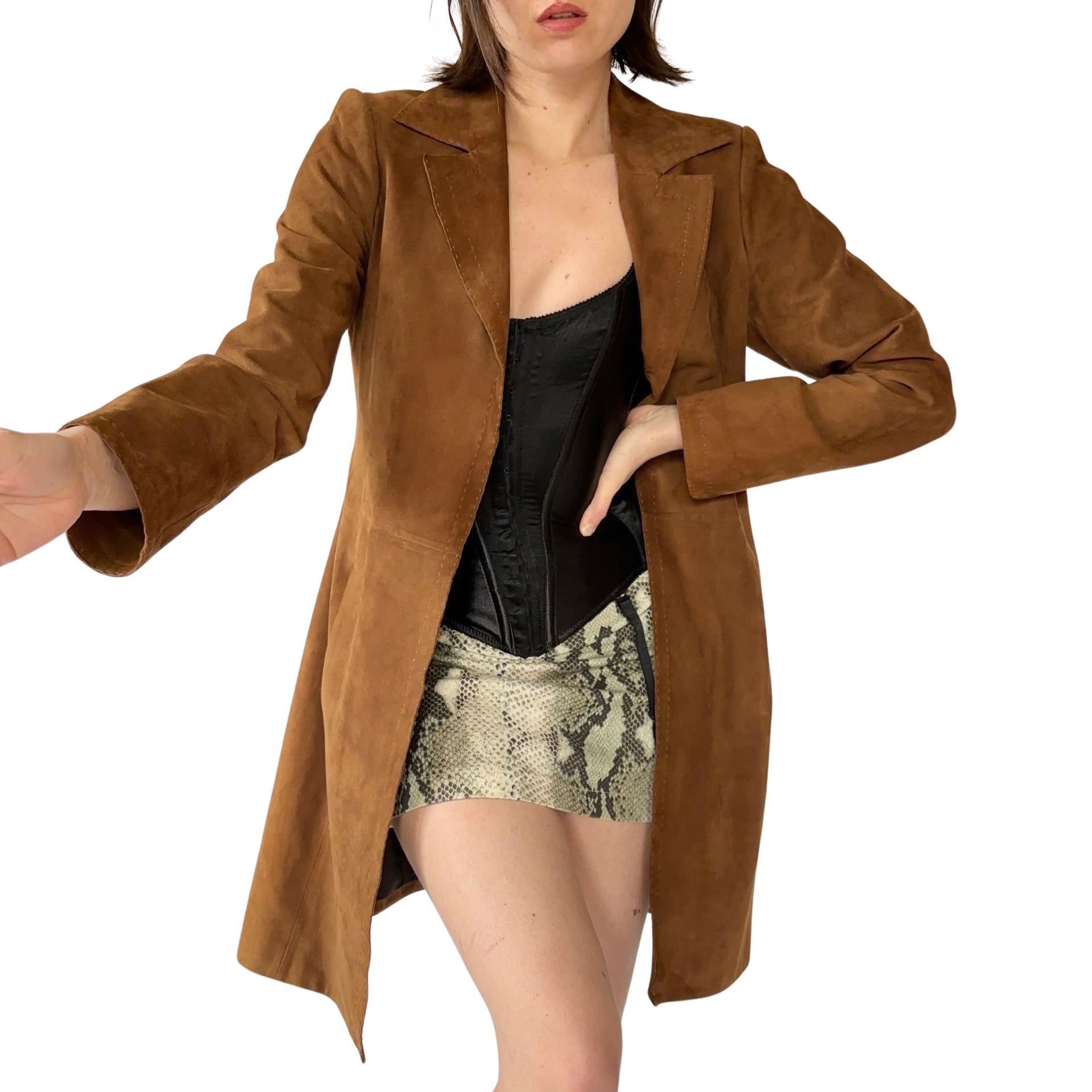 Genuine Suede Leather Coat (S)