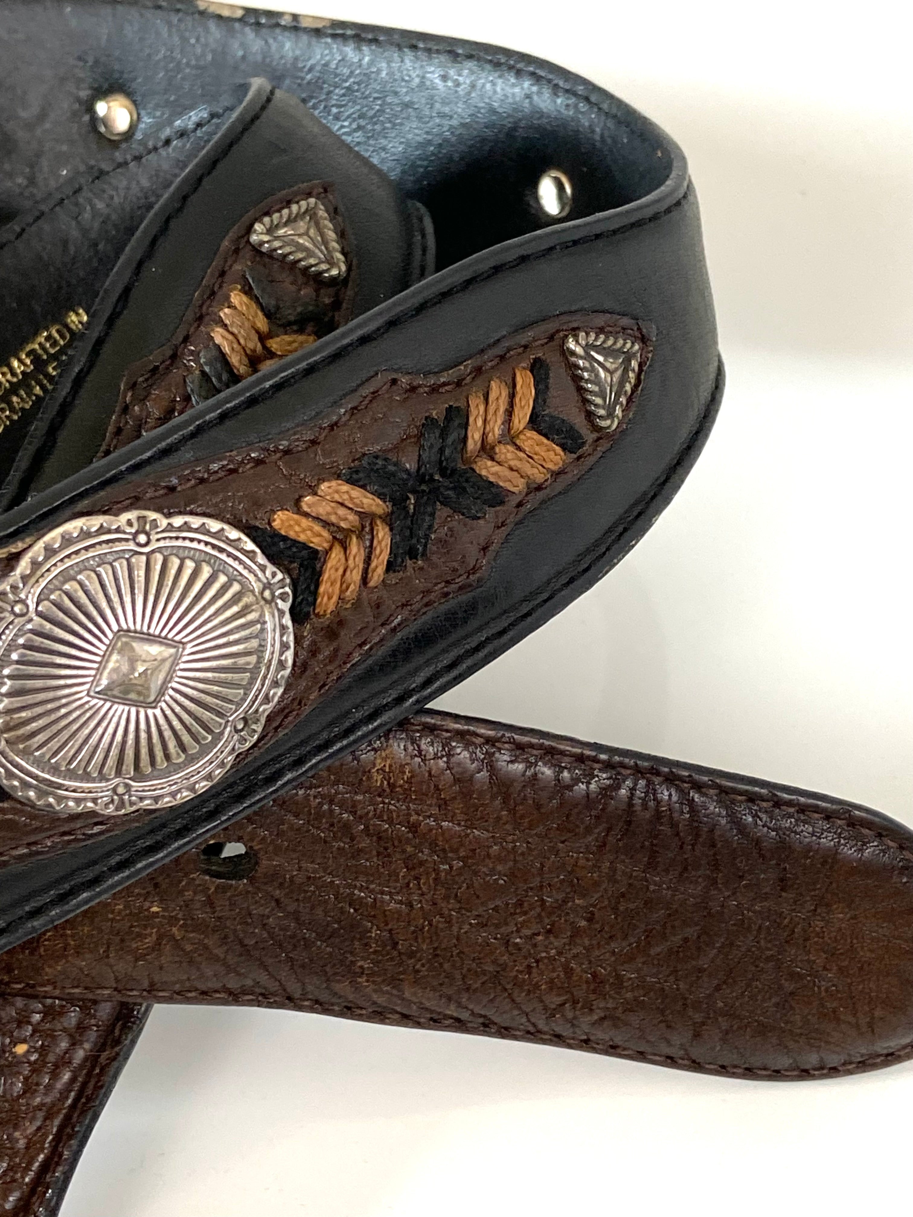 Western leather belt for