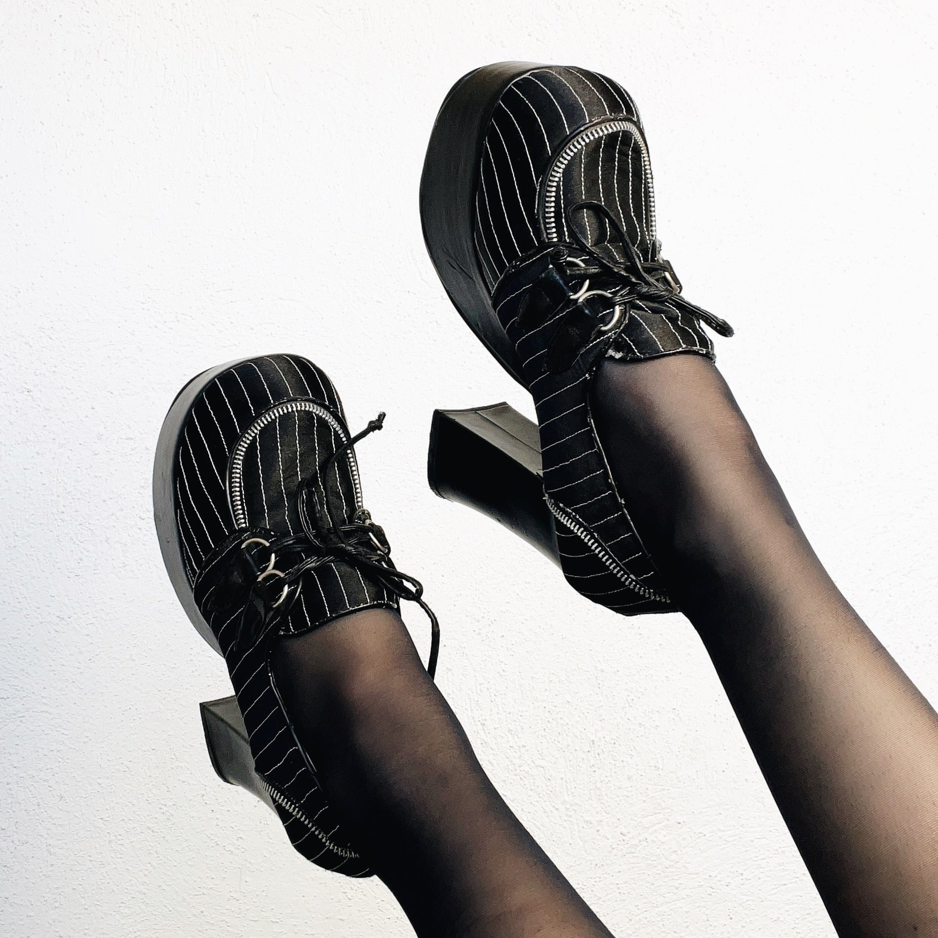 Demonia Pinstriped Platforms - 9