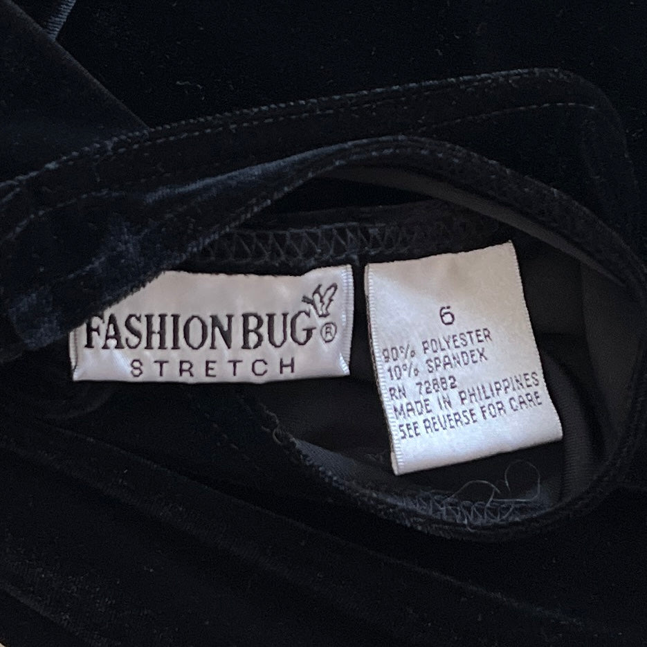 Vintage black velvet midi dress (L)