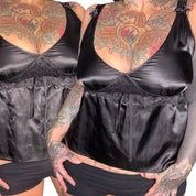 Y2K silky lace babydoll tank (M/L)