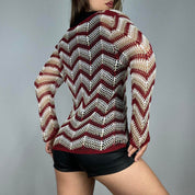 Chevron Crochet Tie Front Cardigan (M)