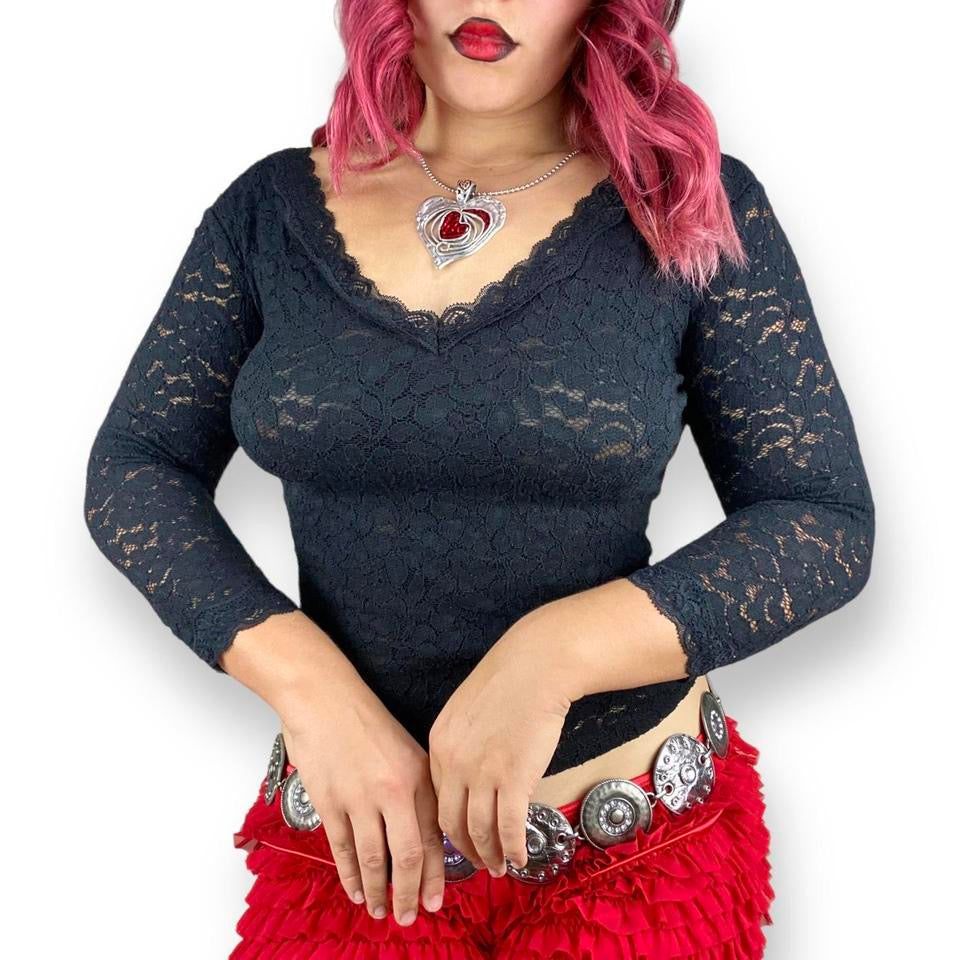 2000s Noir Lace Top (S-M)