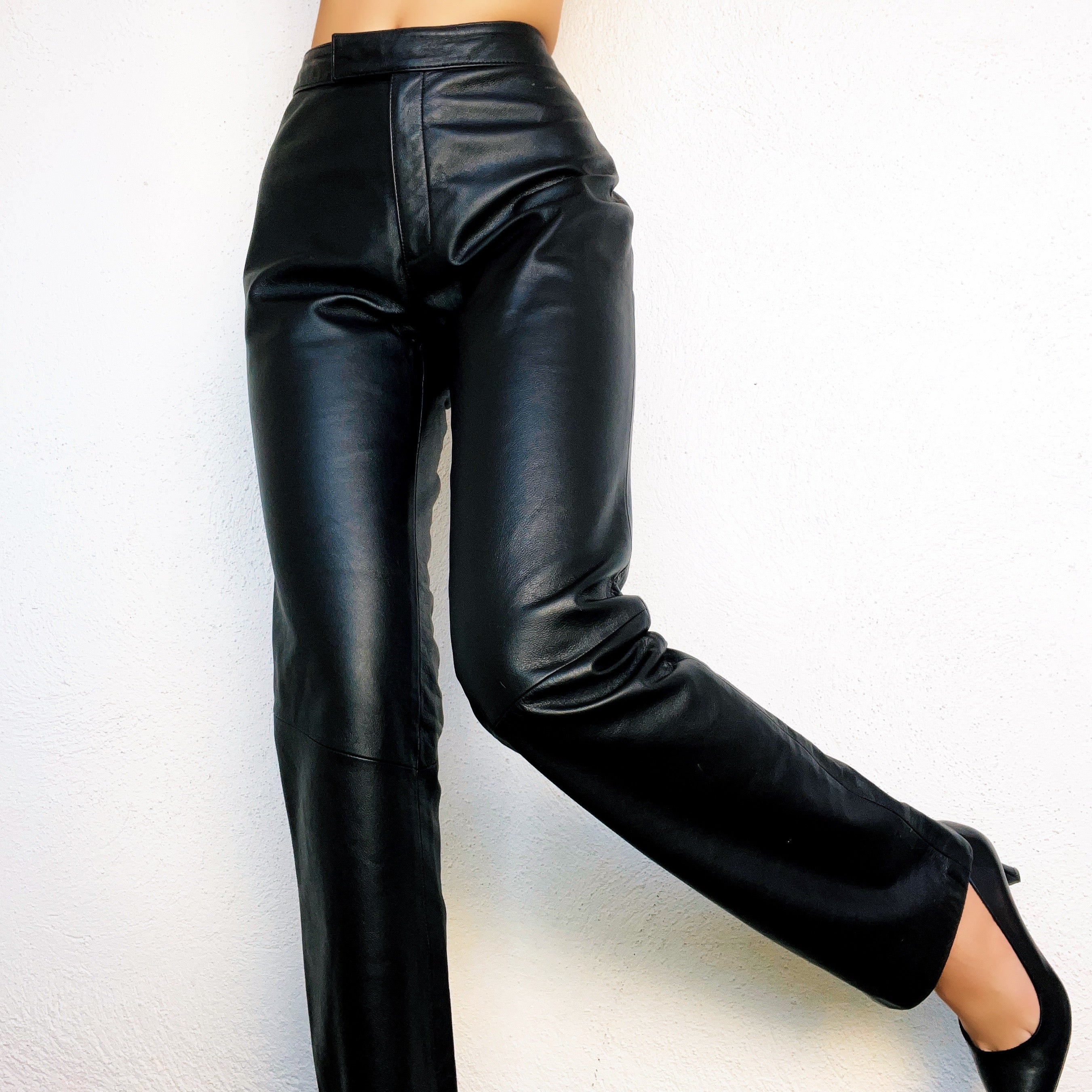Black Genuine Leather Pants (S)