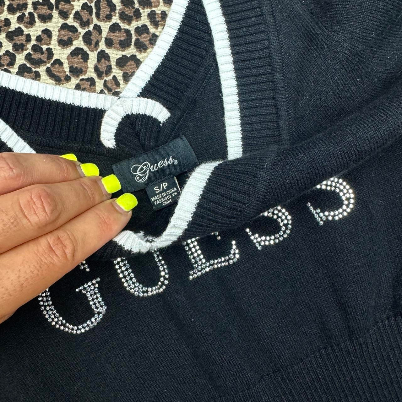 Guess Y2K Bling Logo Knit Baby Tee (S)