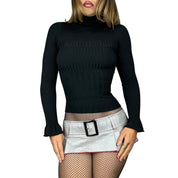 Bebe Y2K Silk Knit Turtleneck (S)