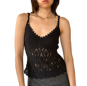 Y2K Noir Crochet Tank (M)