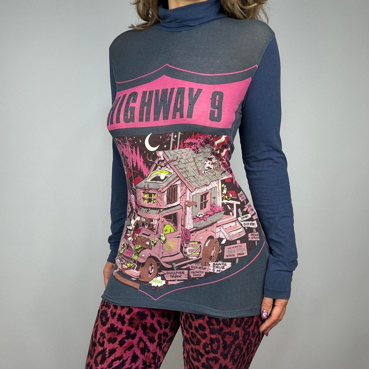 Custo Barcelona “Highway 9” Road Trip Graphic Turtleneck (L)