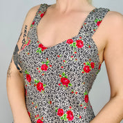 Vintage Floral Satin Minidress (Small)