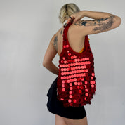 Cherry Red Sequin Handbag