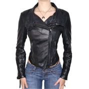 Y2K Sexy Black Leather Moto Jacket (XS)