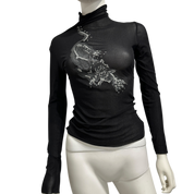 Vintage Italian Graphic Print Motif Mesh Longsleeve (XS/S)