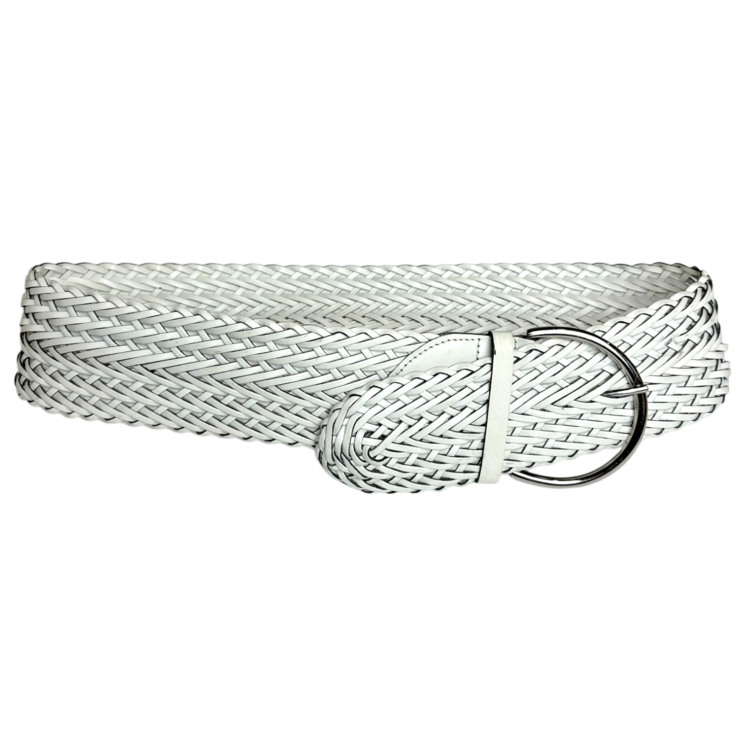 White Chunky Leather Belt