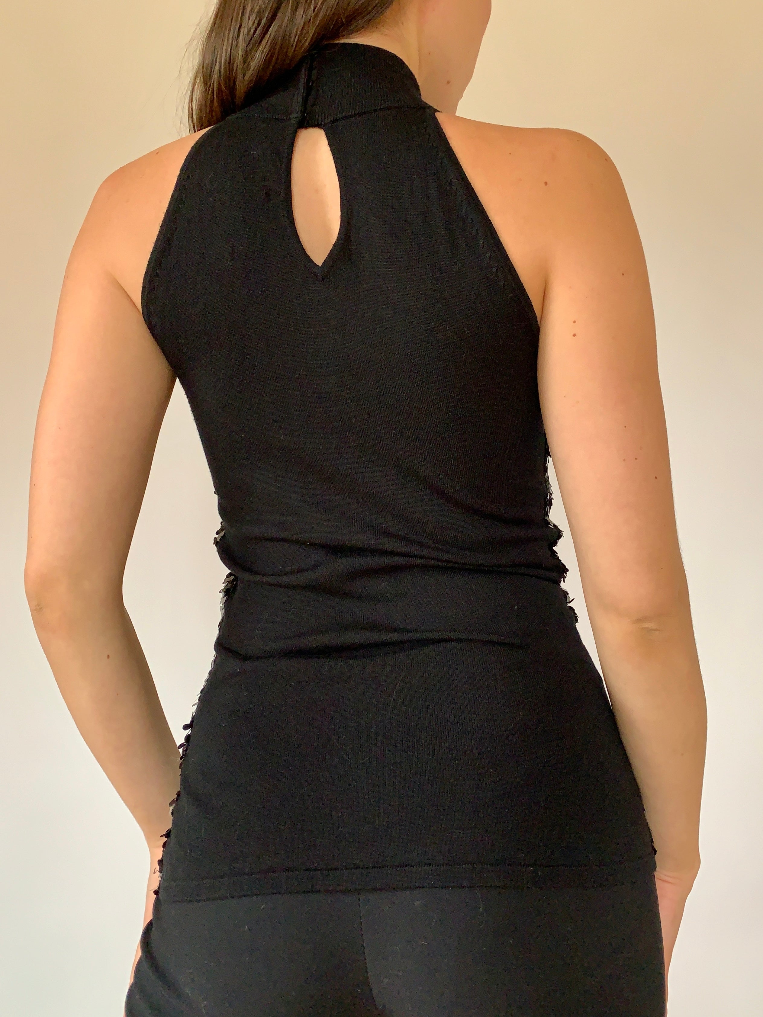 Y2K Noir Sequin Top (S)