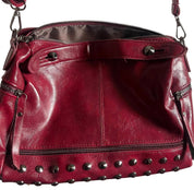 Red Leather Studded Purse