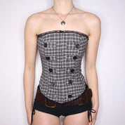 Y2K Plaid Strapless Corset (S/M)