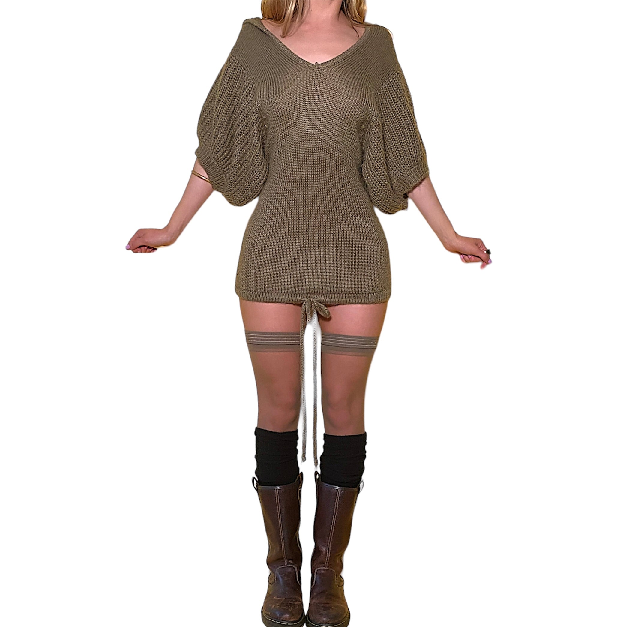 Y2k Hooded Sweater Dress (S)