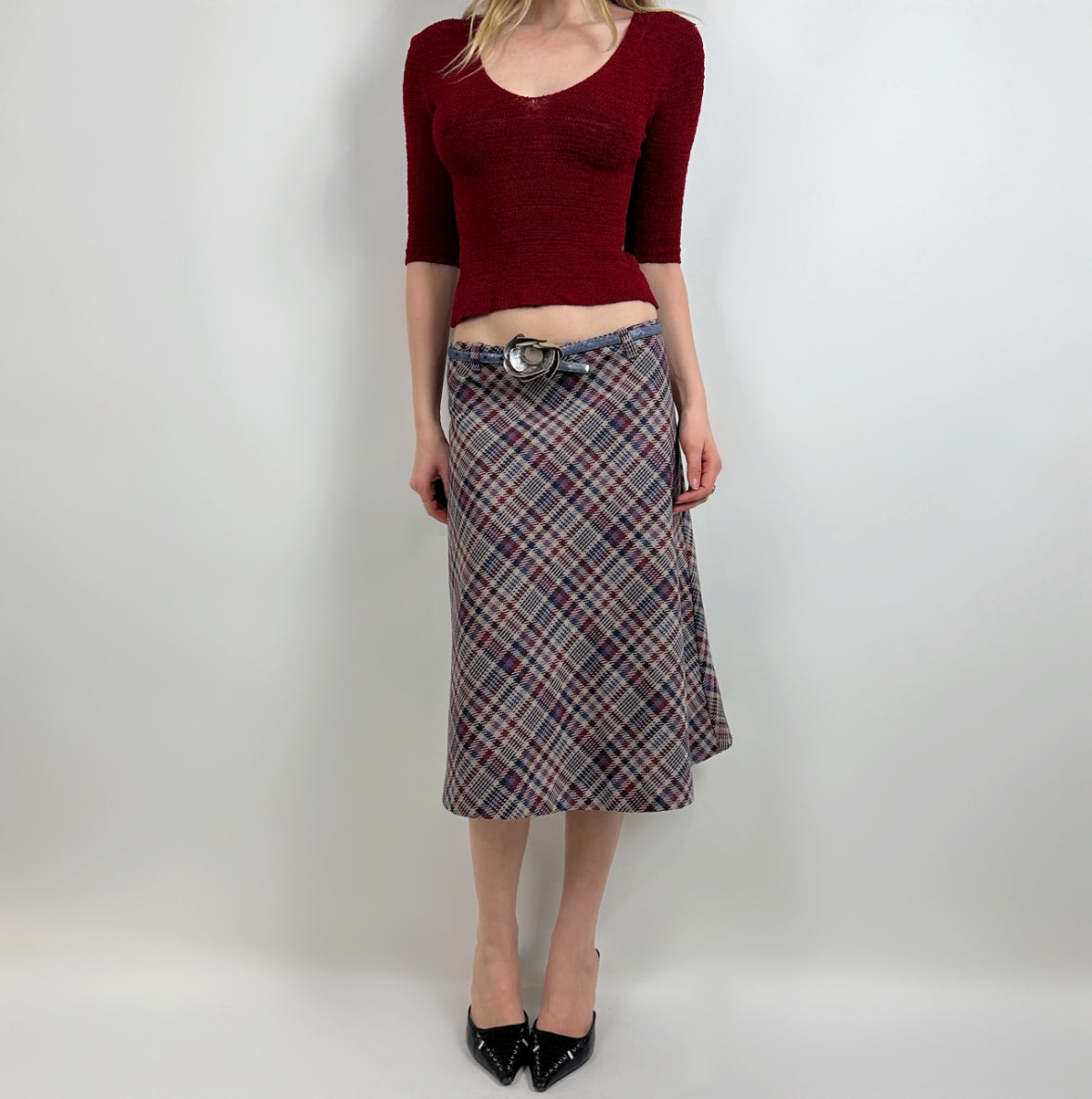 Vintage Cherry Red Slinky Knit Top (M)