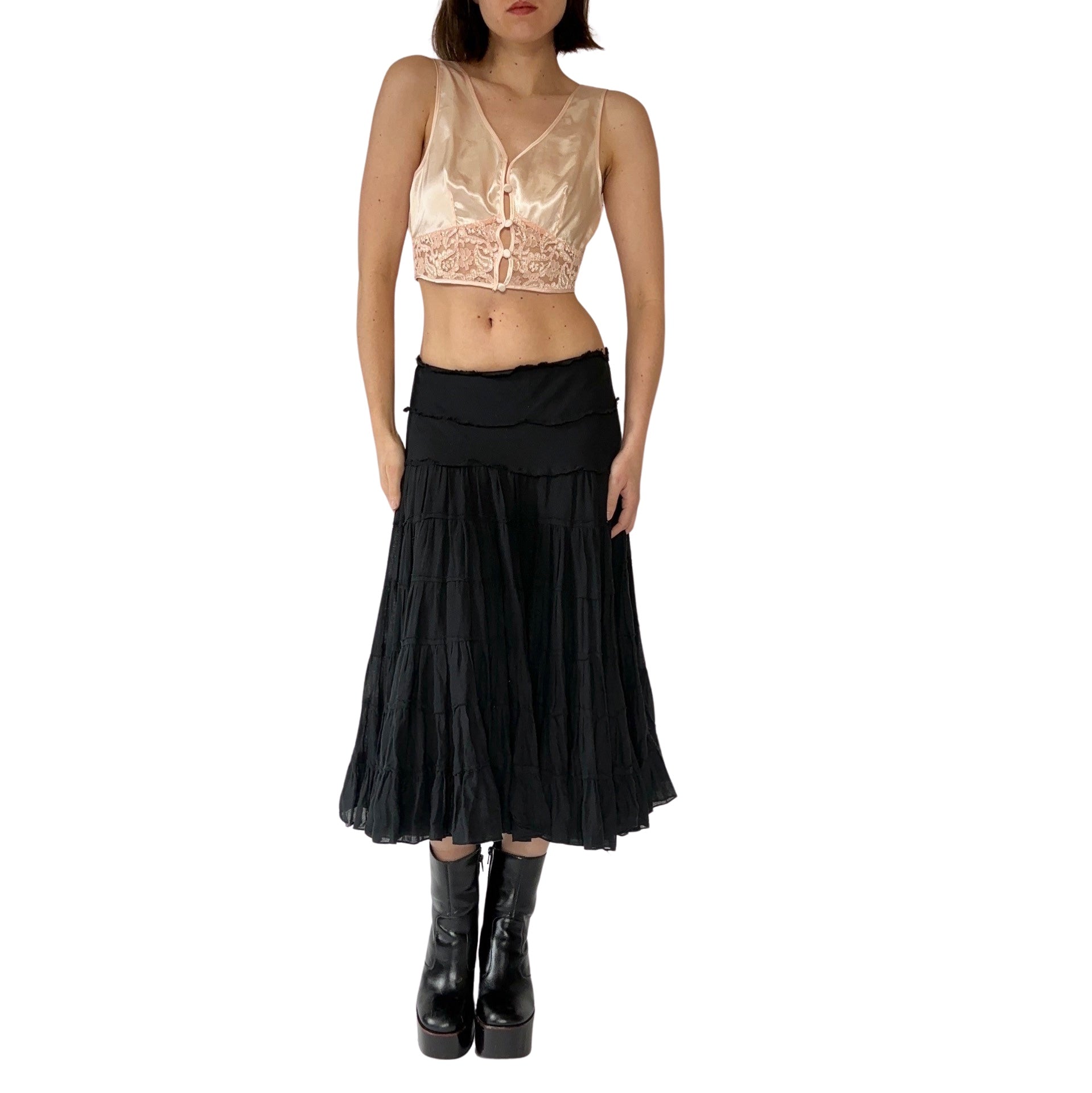 90s Noir Tiered Skirt (M)