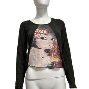 Y2K Italian Graphic Print Mesh Longsleeve (S)