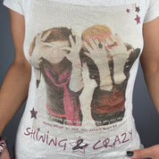 2000s Scene Girl “Shining & Crazy” Graphic Baby Tee (XS)