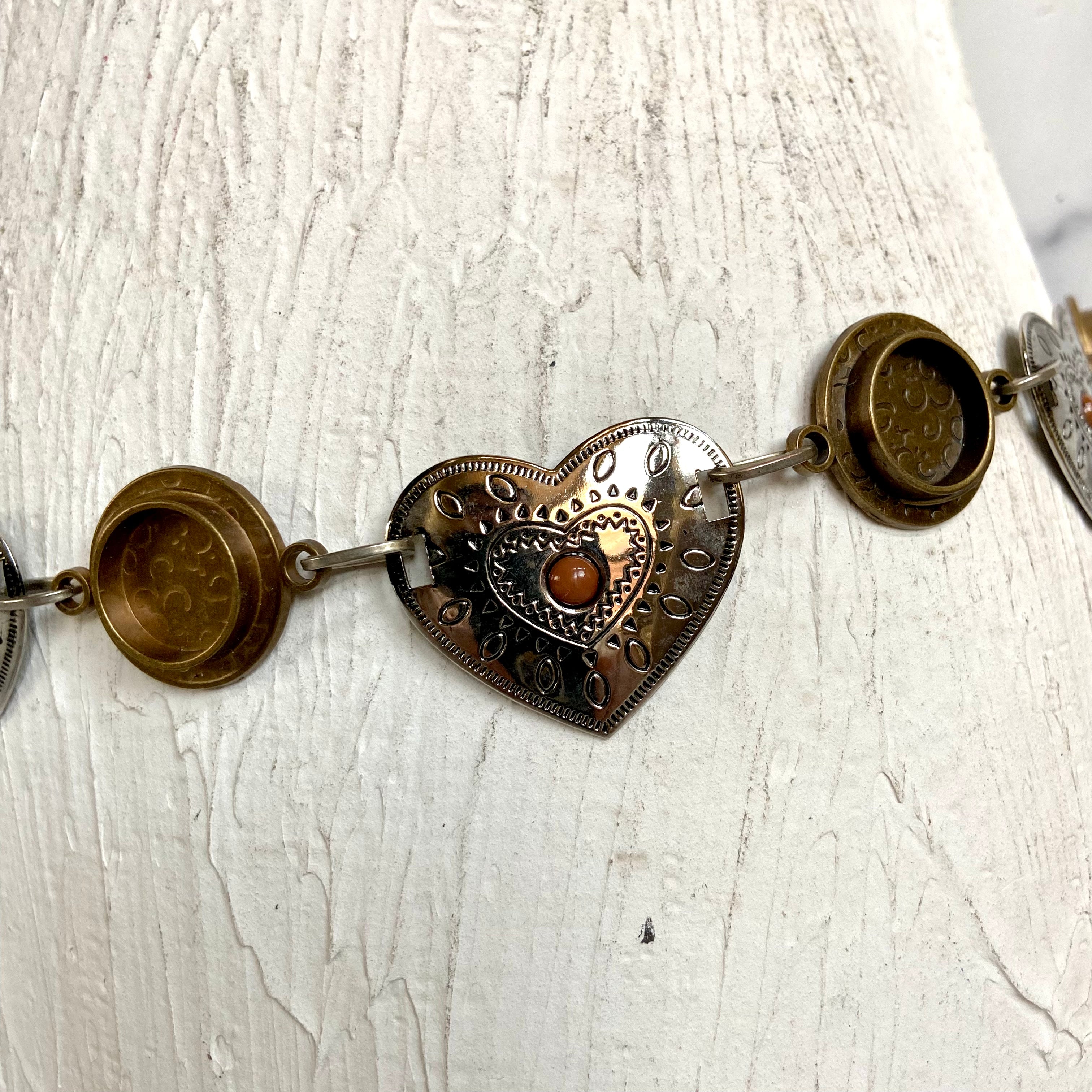 Silver heart chain belt