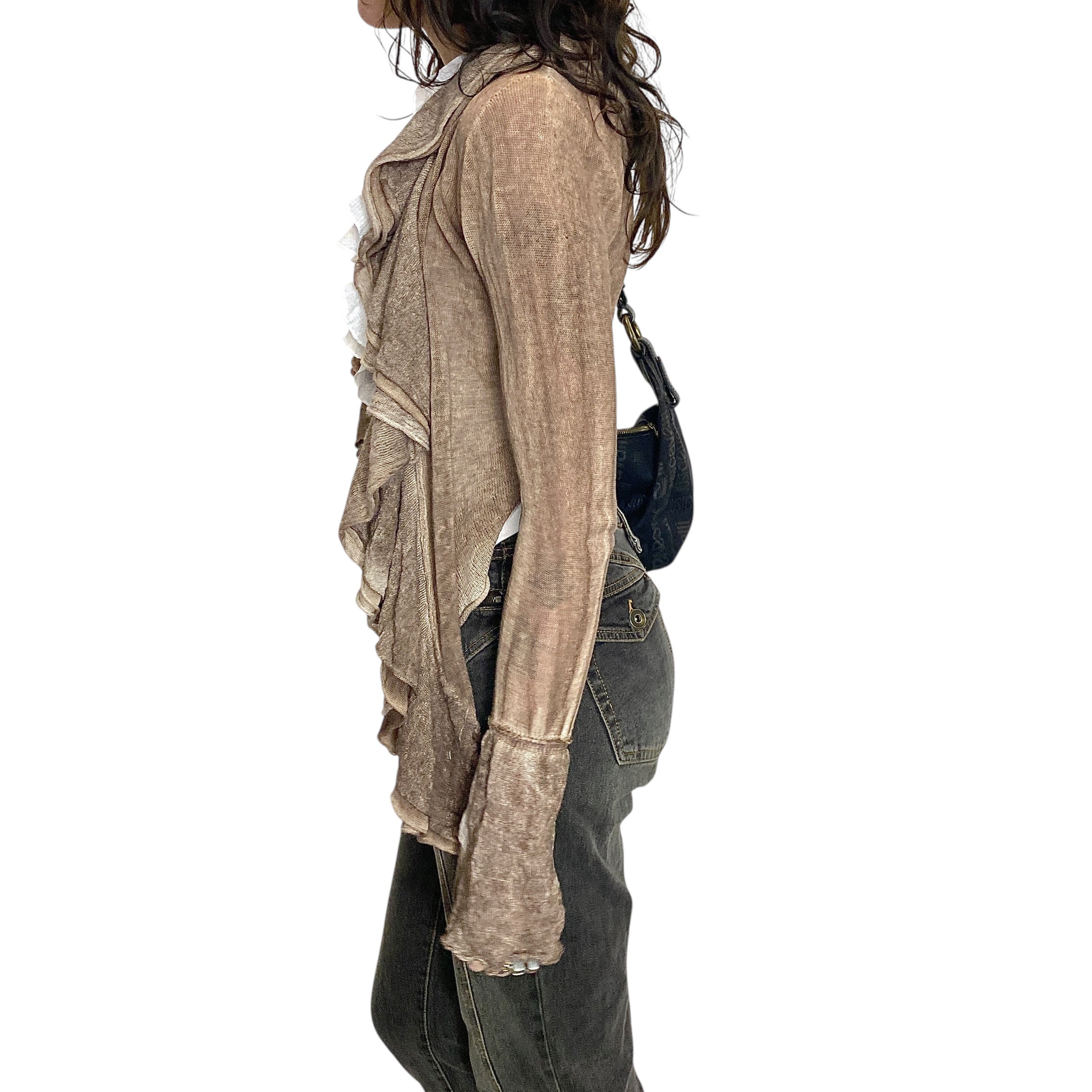 Vintage Italian Ruffle Coquette Cardigan (S)