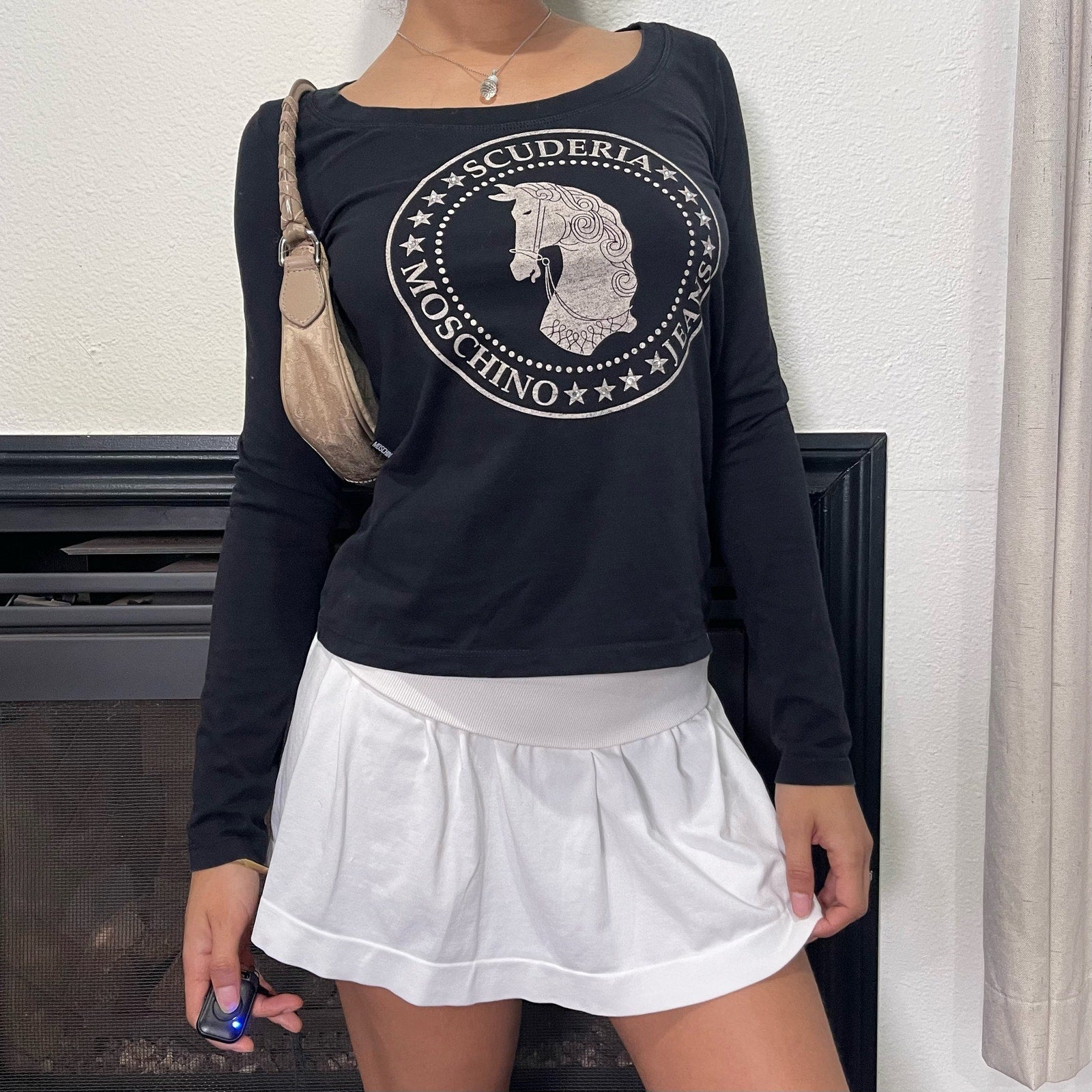 Moschino black graphic baby tee (S/M)