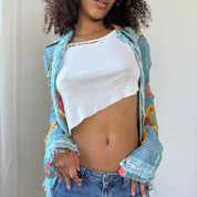 Vintage French Ruffle Mesh Blouse (S)
