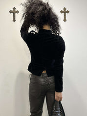 Vintage Black Cropped Military Jacket (XS/S)