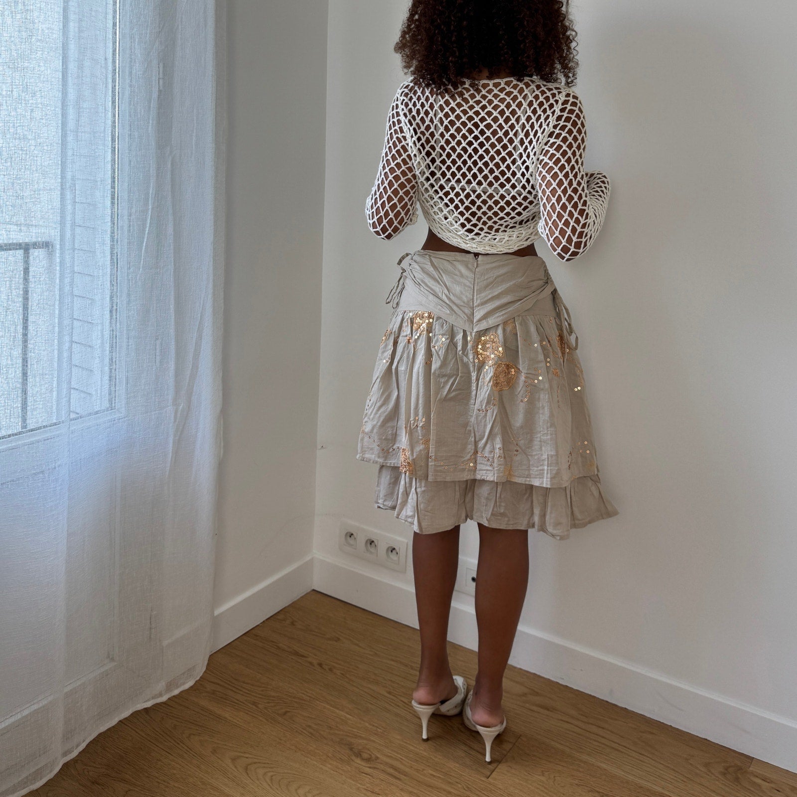 Vintage Italian Crochet Fishnet Top (S)