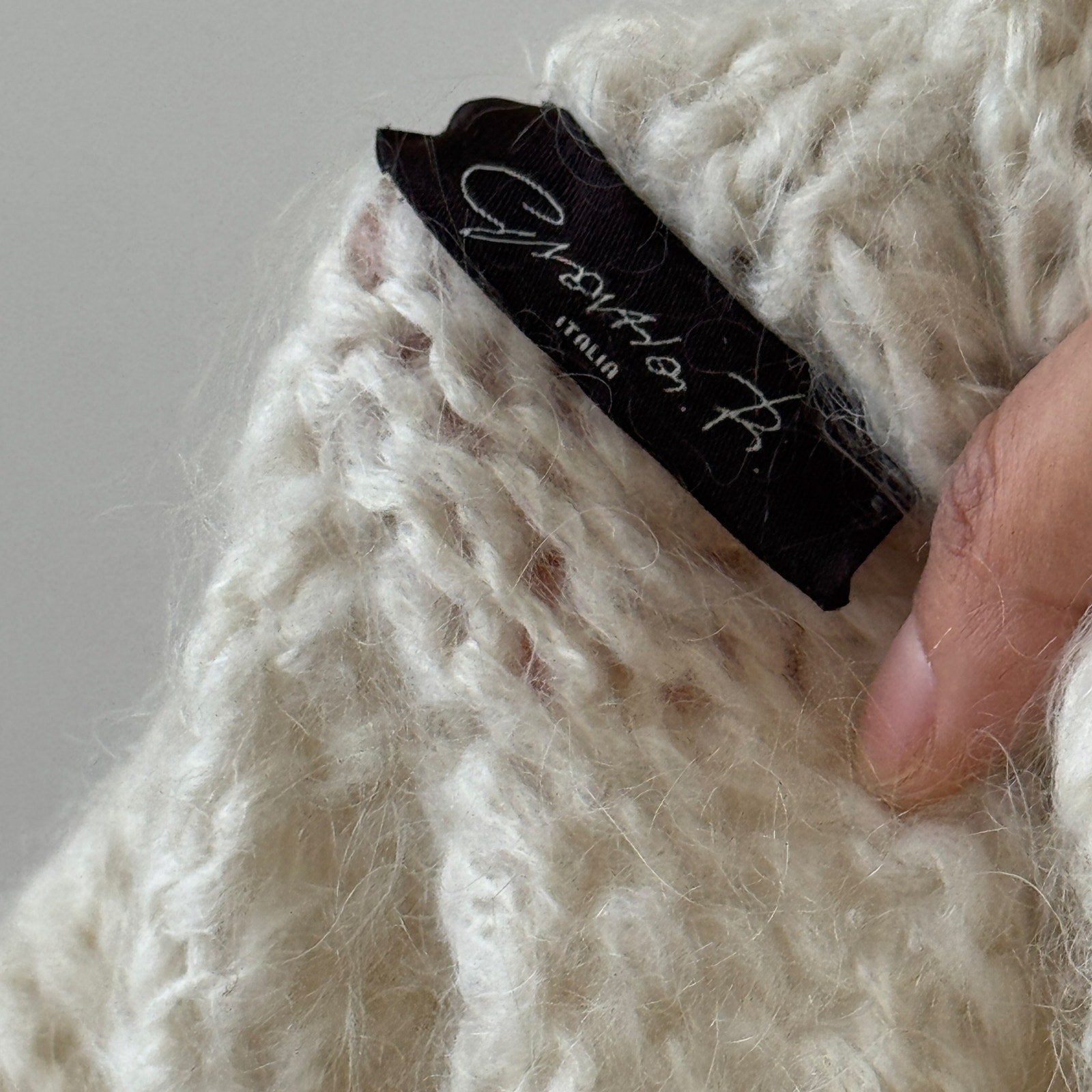 Vintage Italian Mohair Knit Cardigan with Embroidered Florals (S