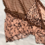 90s asymmetric floral & cheetah print silk maxi skirt (S/M)