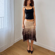 Vintage Italian Brown Gradient Mesh Midi Skirt (S/M)
