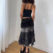 Vintage Italian Patchwork Midi Skirt (M)