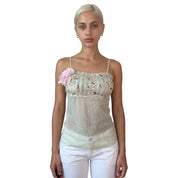 Vintage Mint Green Beaded Mesh Cami Top (S)