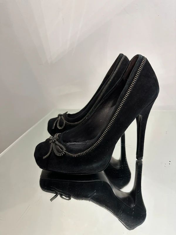 2010s  Guess Zipper Bow Coquette Stiletto Court Shoes (UK 4 US 6 EU 37))