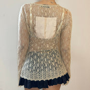 Vintage Crochet Sweater with Sequins (S/M)