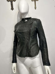 Vintage Zipper Moto Fitted Biker Jacket (XS/S)