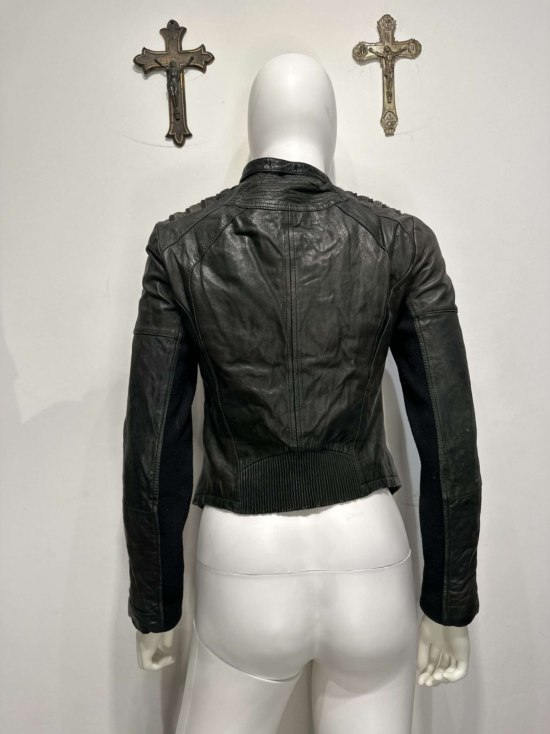 Vintage Zipper Moto Fitted Biker Jacket (XS/S)