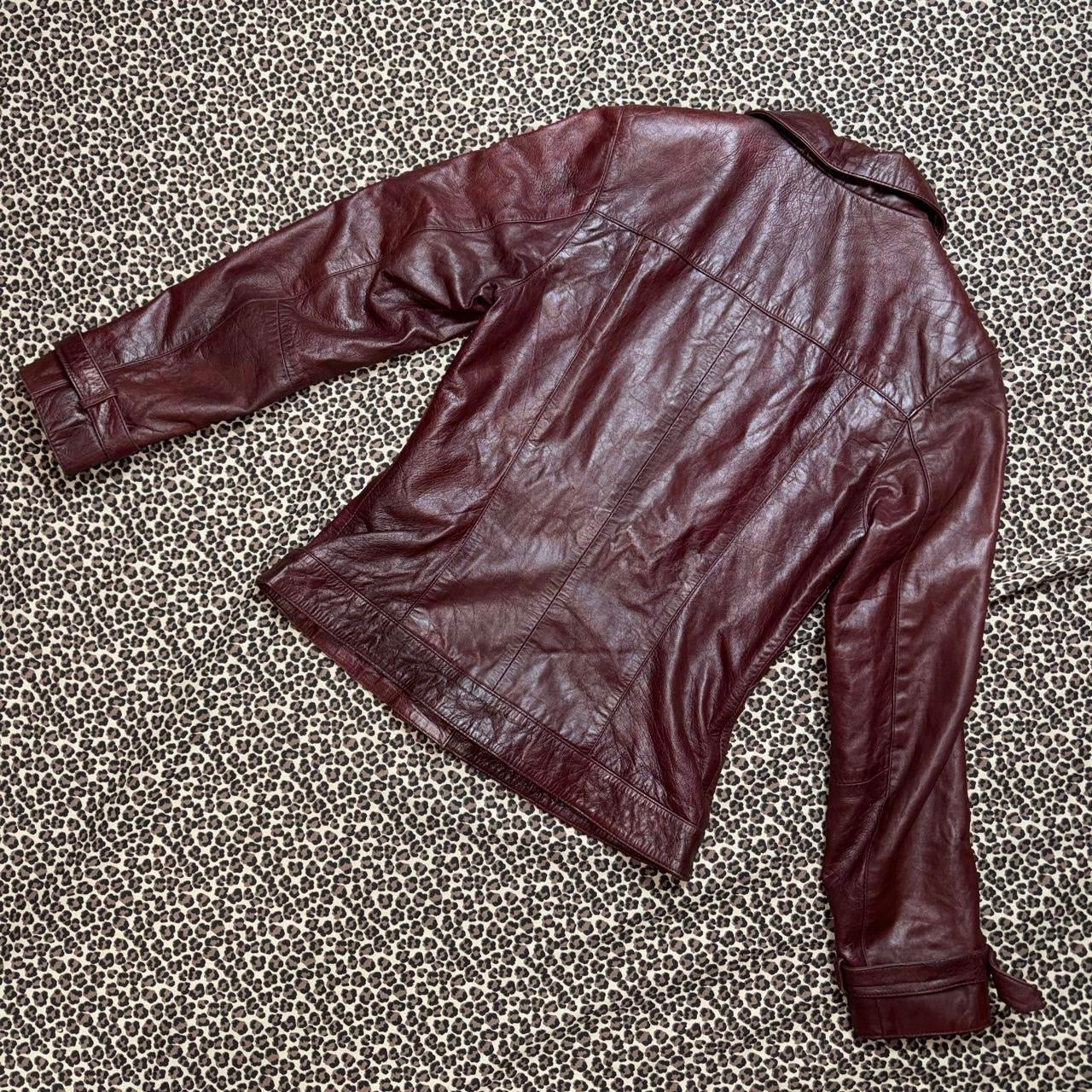 rosewood brown fitted leather jacket (m)
