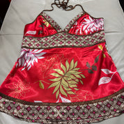 Y2K Satin Halter Top (L)