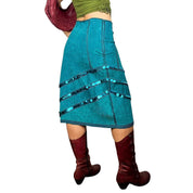 Vintage Suede & Crochet Sequin Skirt (L)