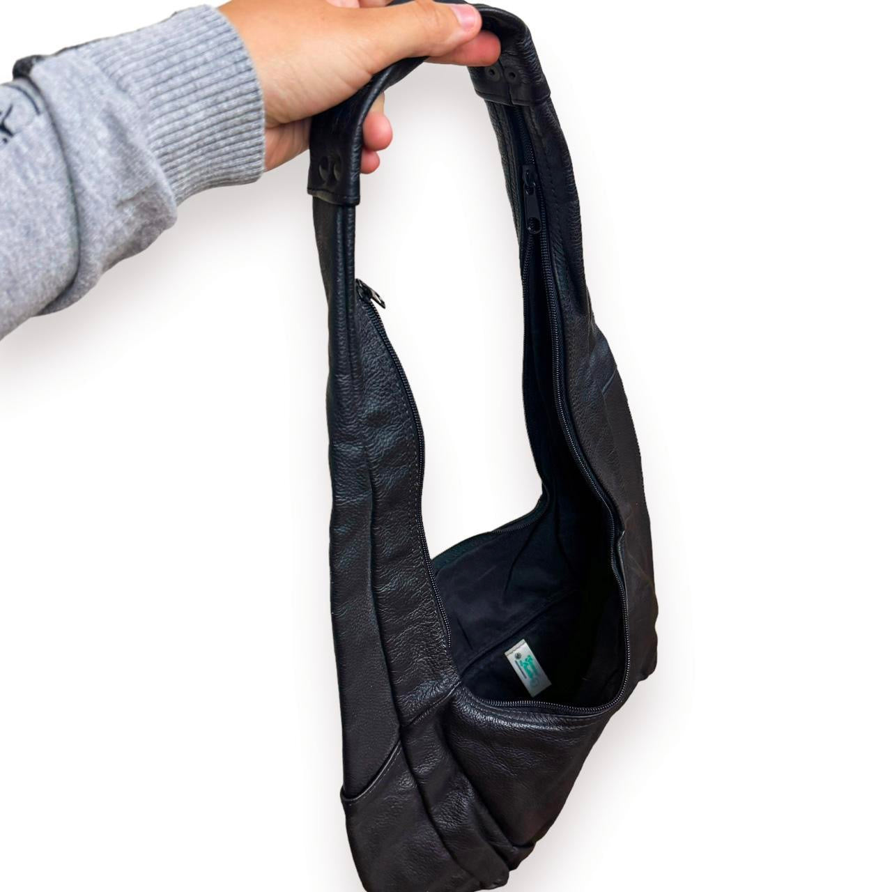 Vintage Black Leather Shoulder Bag