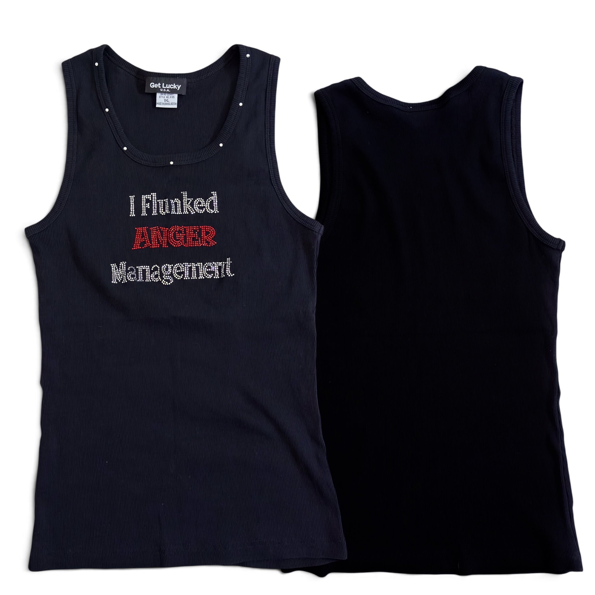 Y2K rhinestone slogan ribbed tank (M-XL)