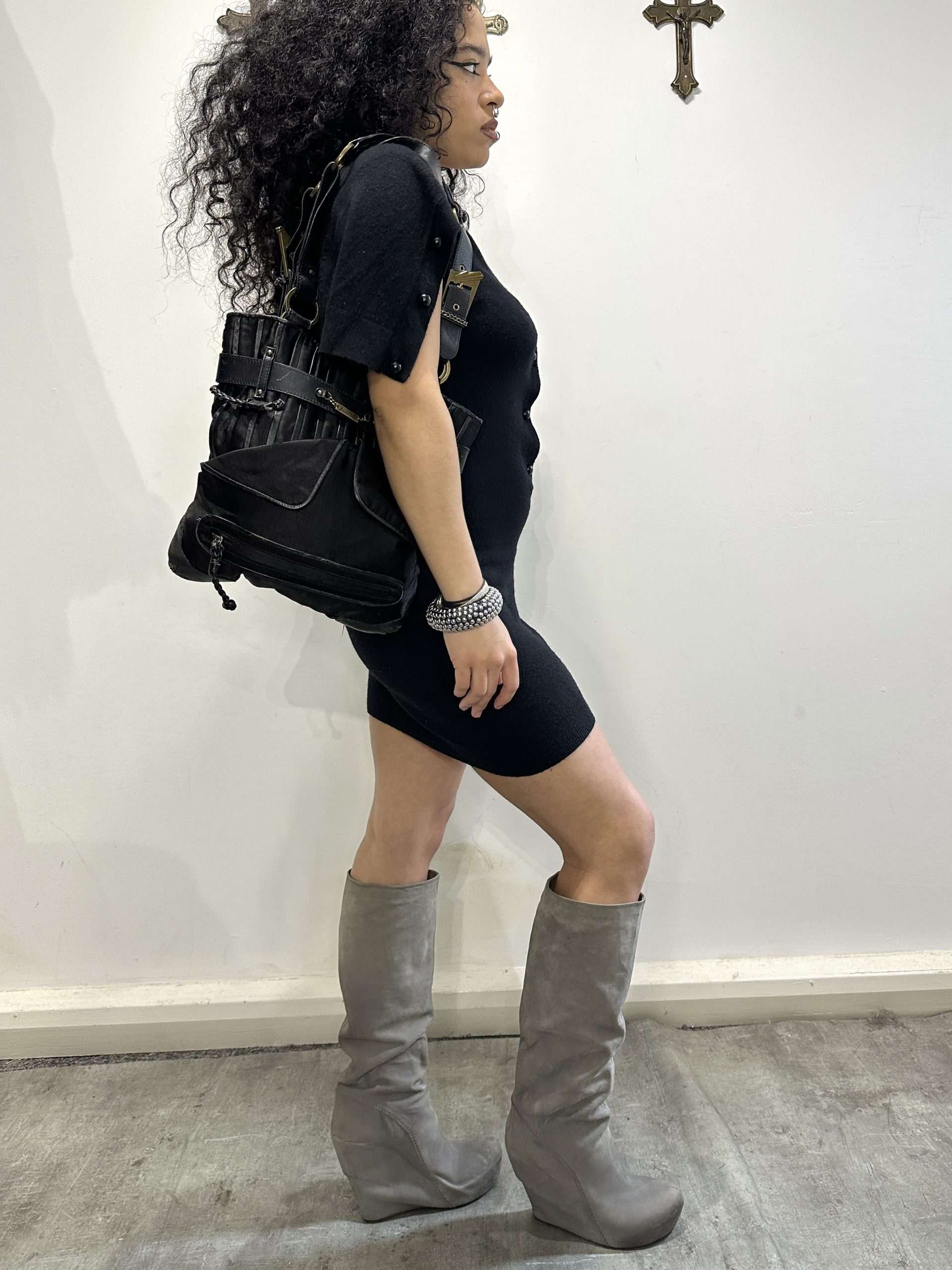 Vintage Black Avant Garde Mini Dress (S)