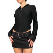 2000’s Black Buckle Mini Skirt (XS)