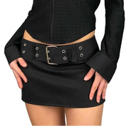 2000’s Black Buckle Mini Skirt (XS)