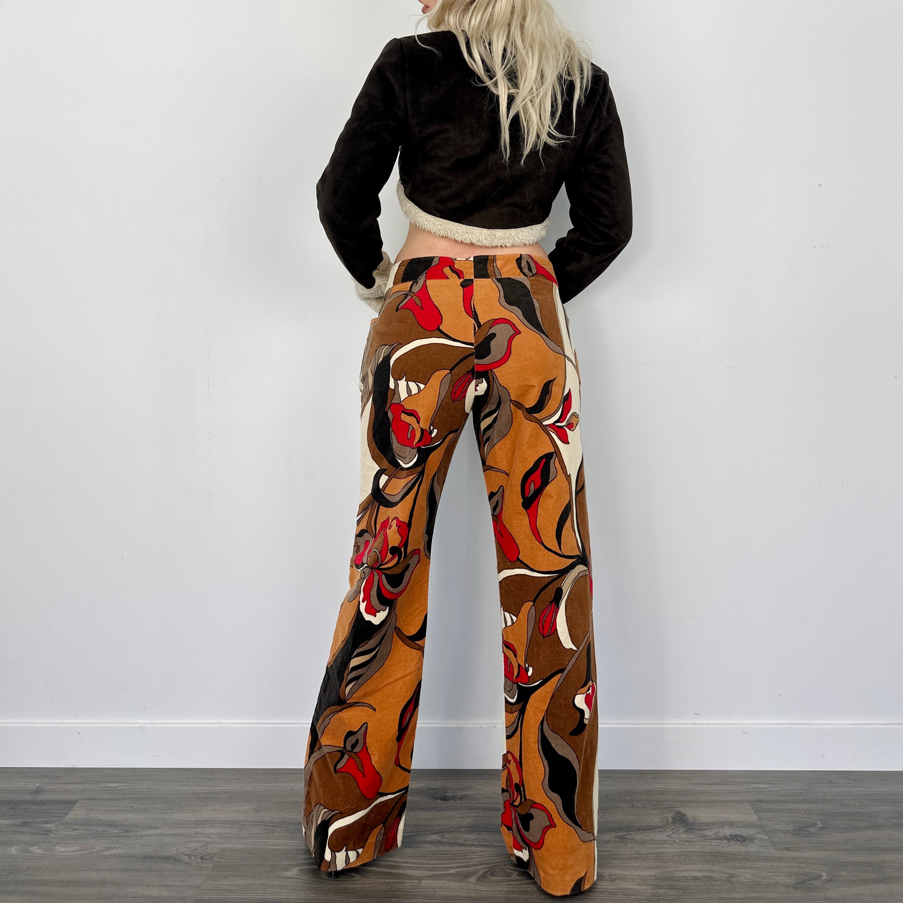 Psychedelic Corduroy Wide Leg Trousers (M/L)