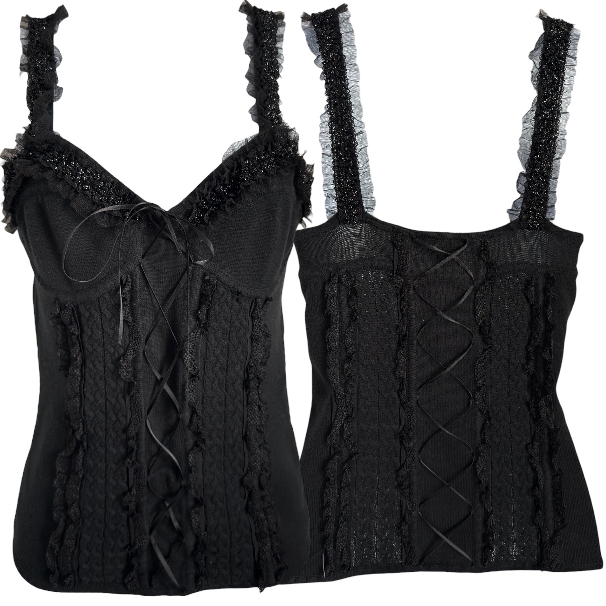 Y2K BEBE lace up corset style tank (S)
